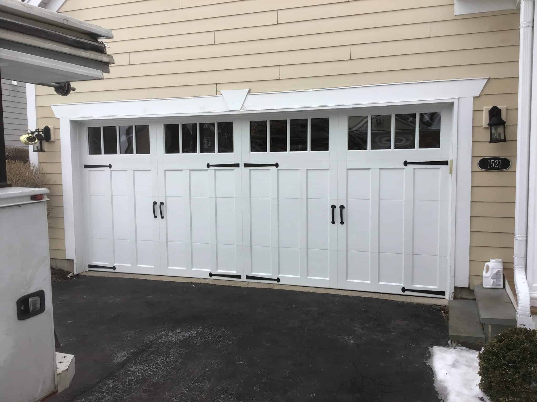 Clopay carriage style garage door installation in Lake County, Illinois