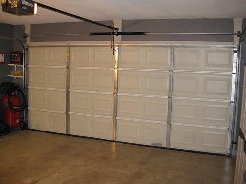 Clopay garage door shot from the inside.