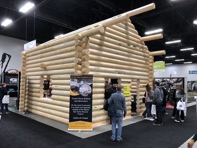 A log cabin at an annual home show in Illinois