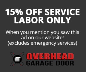 15 percent off on Labor Day garage door installation